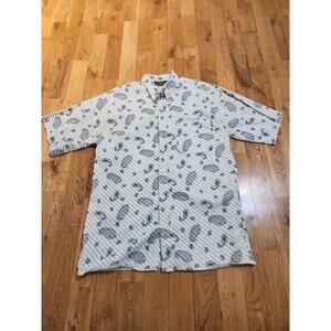 Vintage Ferruche Paisley Button Up Shirt White Men's Large